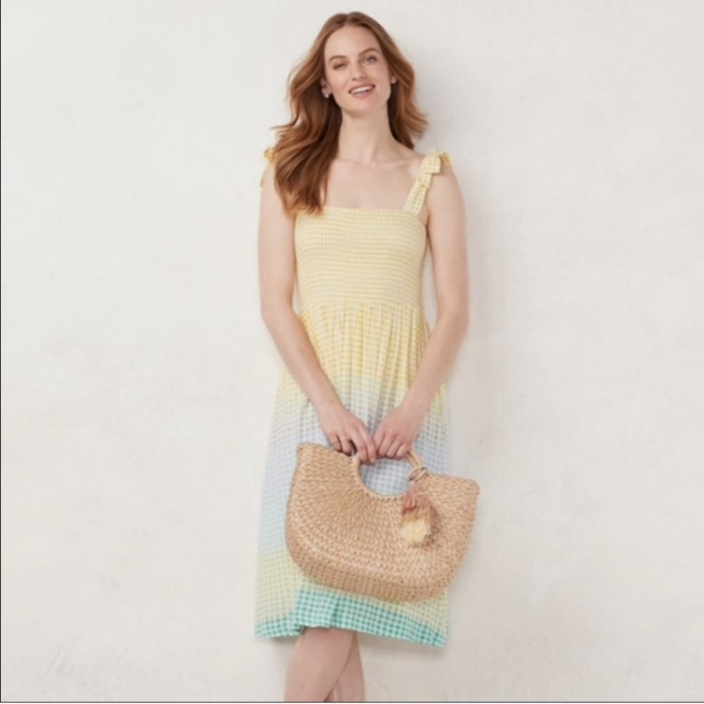 NwT LC Lauren Conrad Gingham Smocked dress